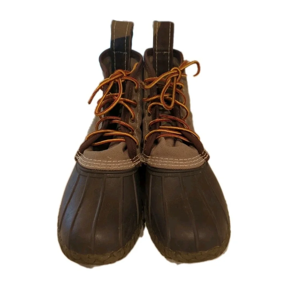 LL Bean Canvas Duck Boots Mens 7.5M Women's 9.5 Tan Camo Classic USA Limited Ed‎